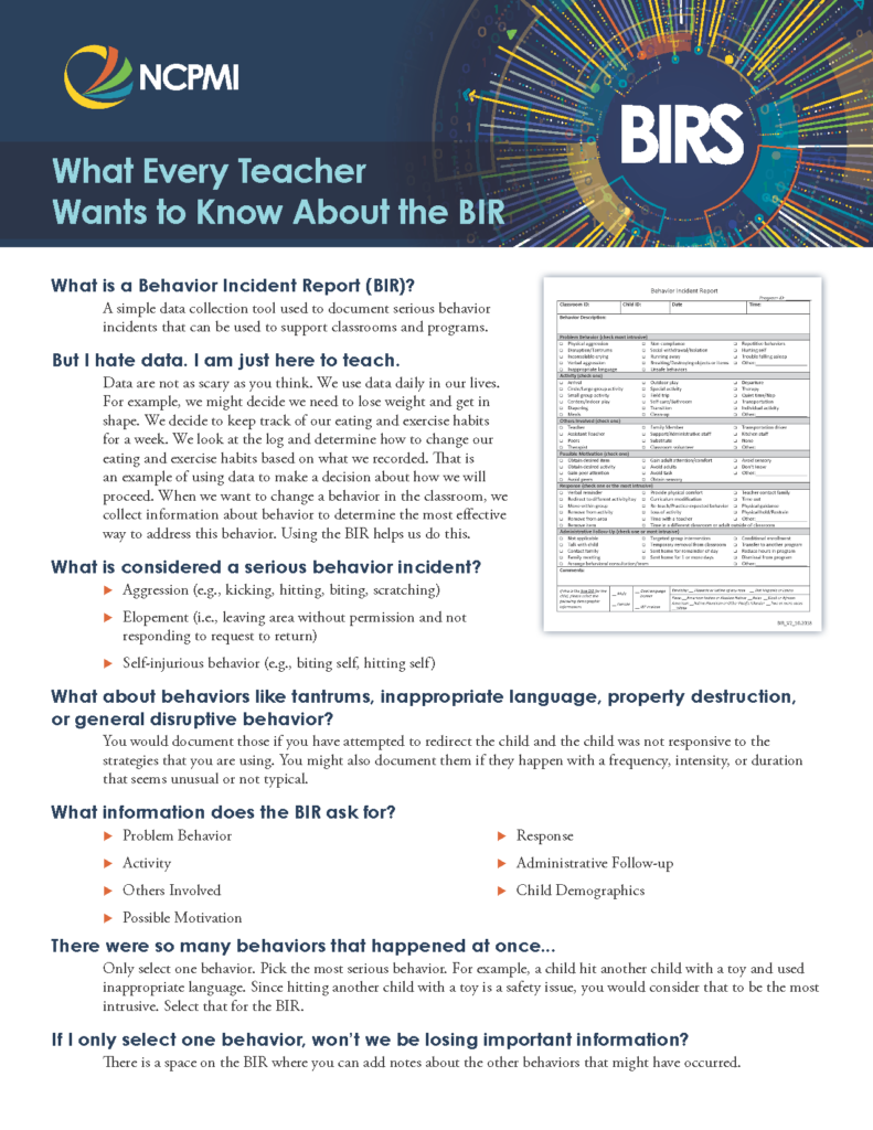 What Every Teacher Wants to Know About the BIR