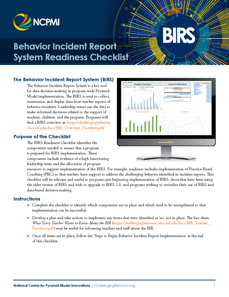 Behavior Incident Report System Readiness Checklist