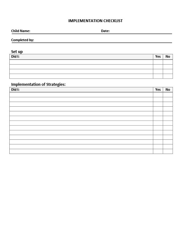 Implementation Checklist, Blank