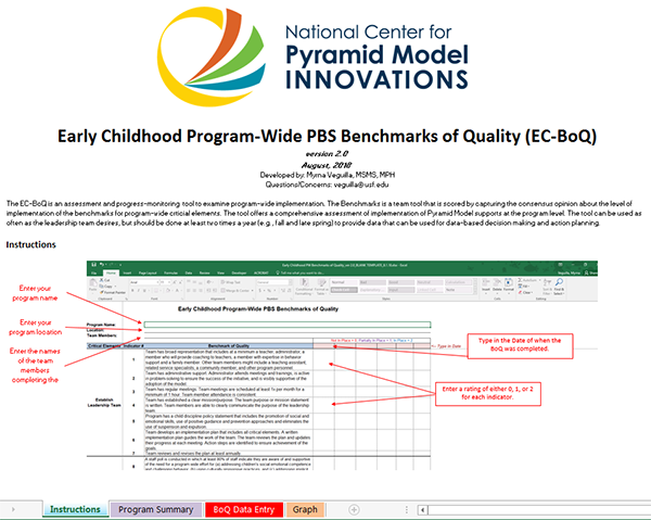 Early Childhood Program-Wide PBS Benchmarks of Quality v. 2.0 (Excel)