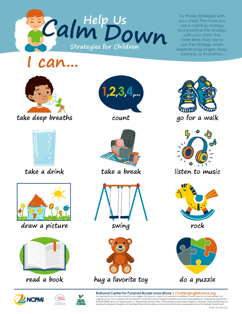 Help Us Calm Down: Strategies for Children - National Center for Pyramid  Model Innovations