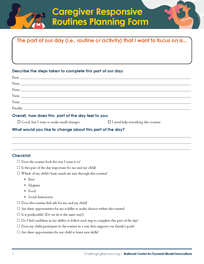 Caregiver Responsive Routines Planning Form