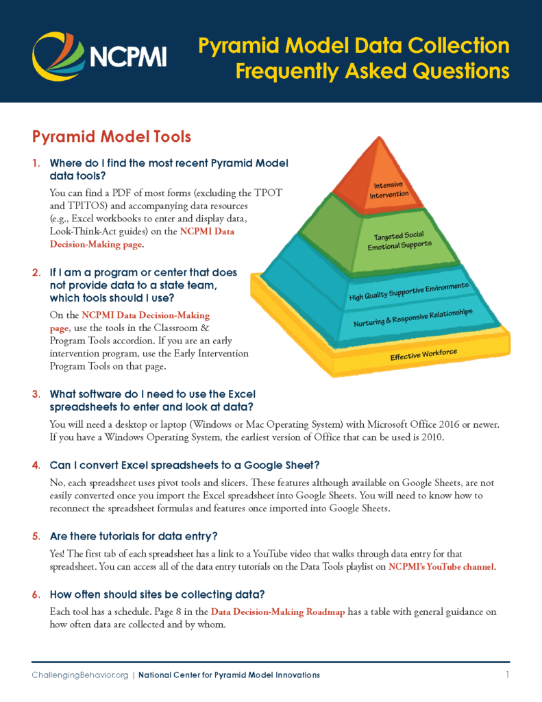 Pyramid Model Data Collection Frequently Asked Questions