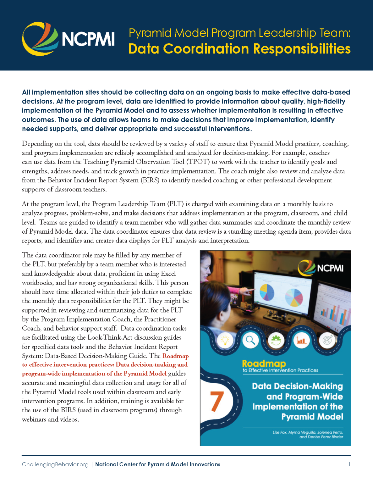 Pyramid Model Program Leadership Team: Data Coordination ...