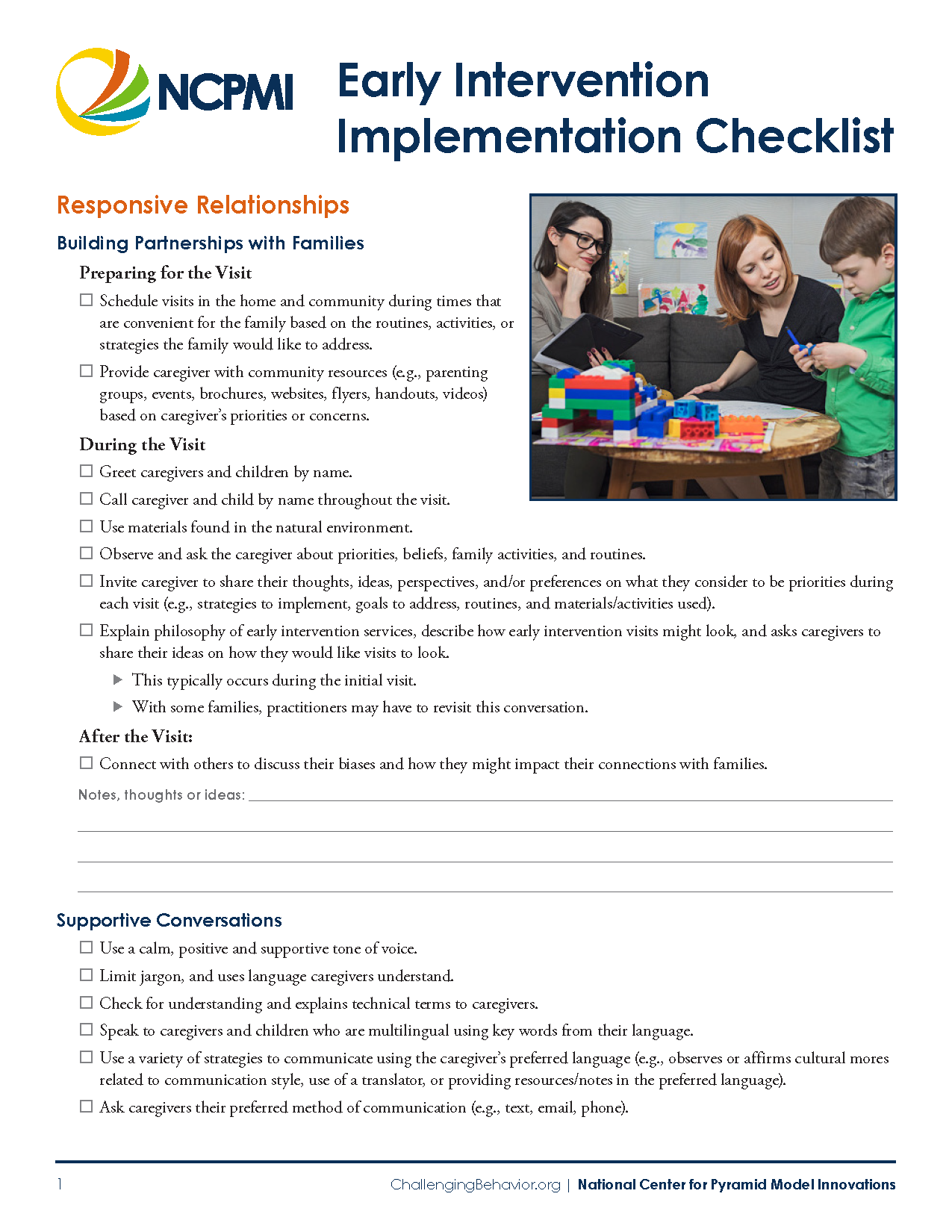 Early Intervention Implementation Checklist