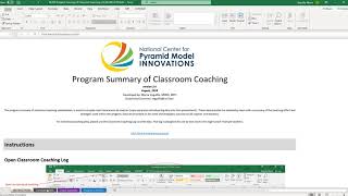 Data Entry Tutorial: Program Summary of Classroom Coaching
