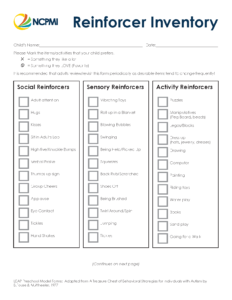 Thumbnail view of the Reinforcer Inventory form