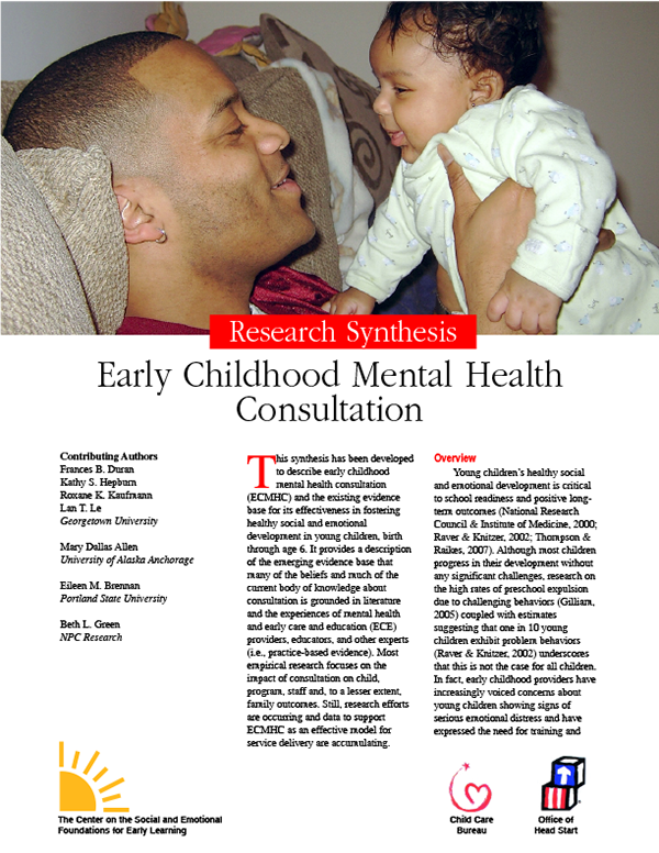 Research Synthesis: Early Childhood Mental Health Consultation