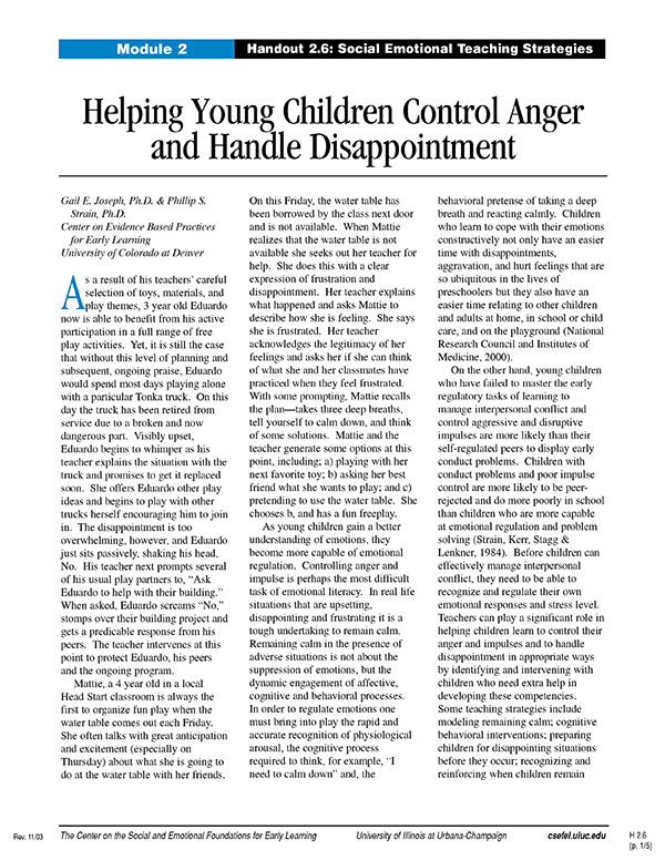 Helping Young Children Control Anger and Handle Disappointment ...