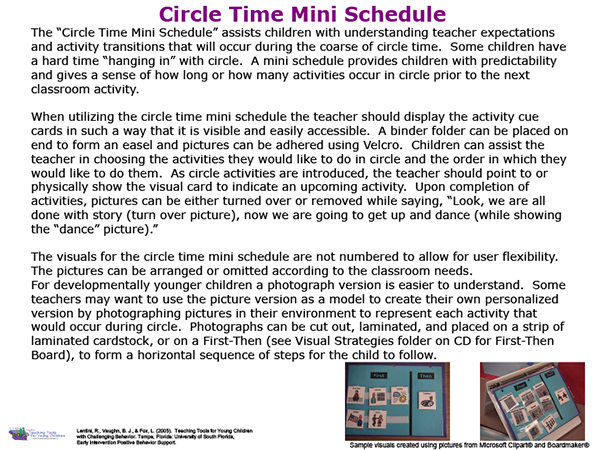 Circle Time Mini Schedule