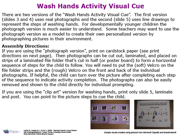 Activity Sequence Visual: Wash Hands Activity Visual Cue