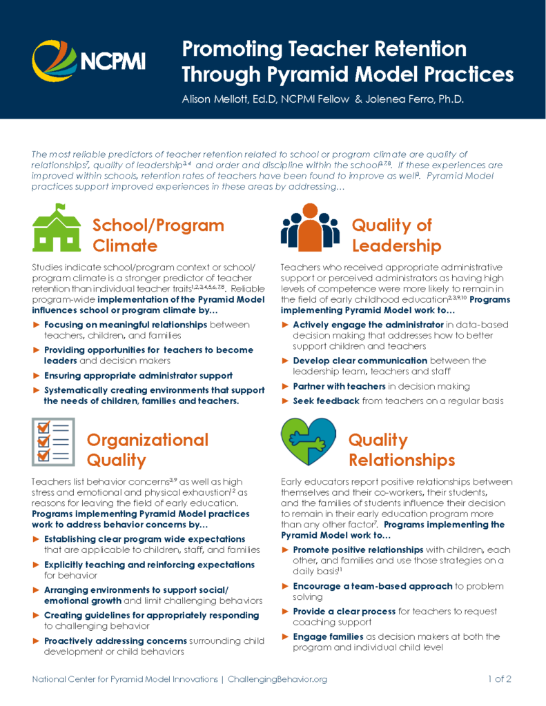 Promoting Teacher Retention Through Pyramid Model Practices