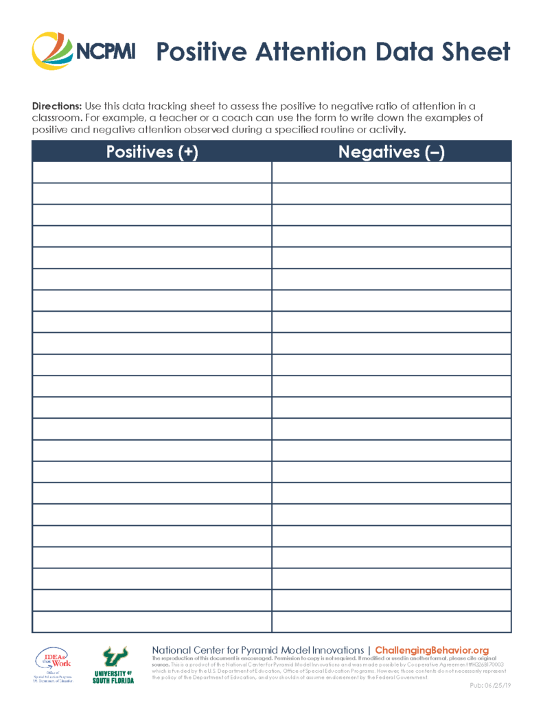 Positive Attention Data Sheet