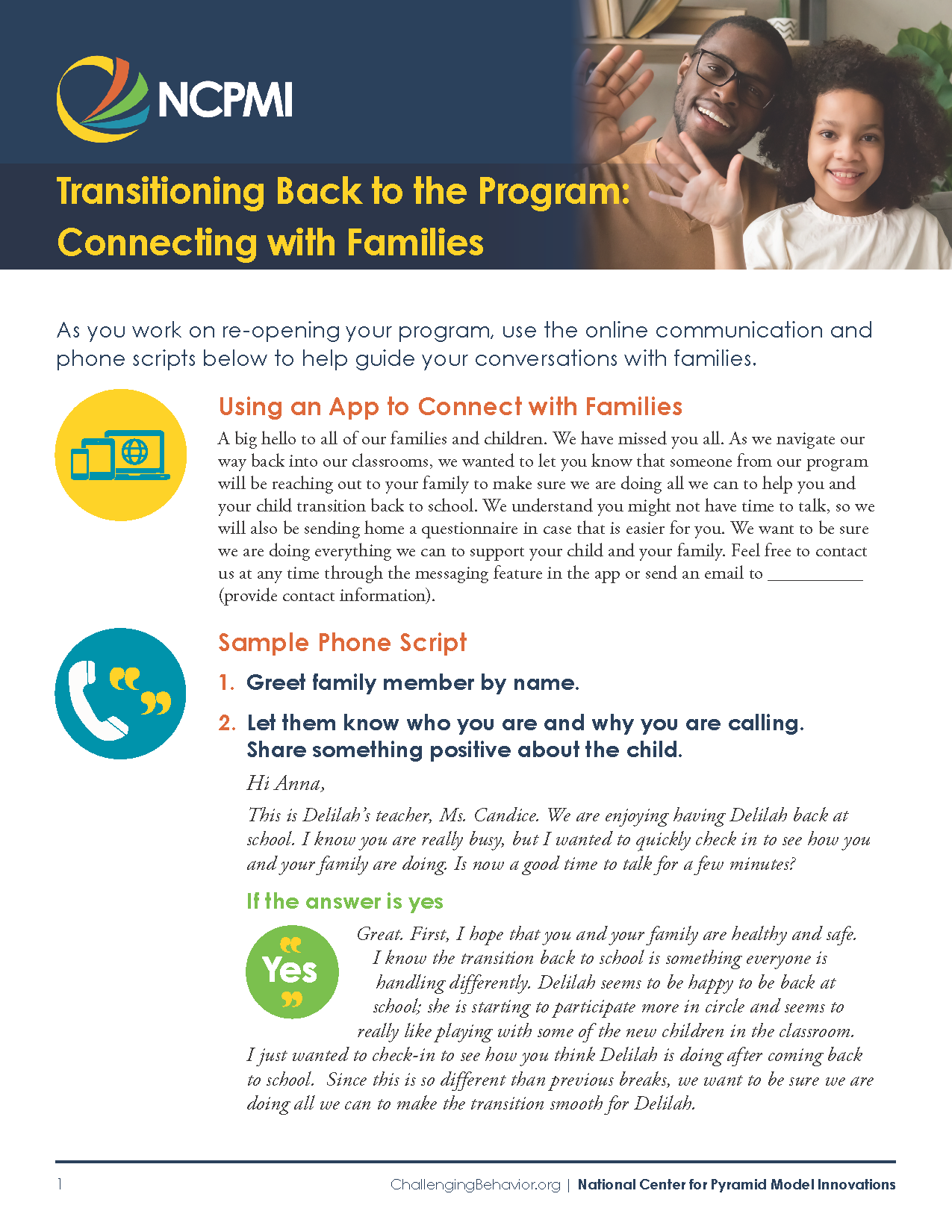 Transitioning Back to the Program: Connecting with Families