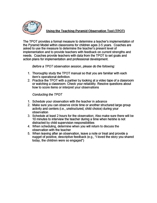 Using the Teaching Pyramid Observation Tool (TPOT)