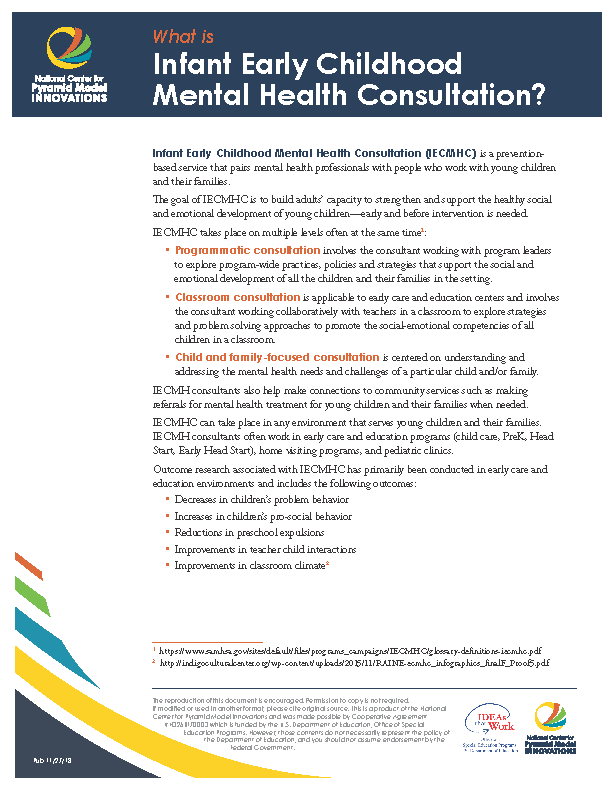 What is Infant Early Childhood Mental Health Consultation?