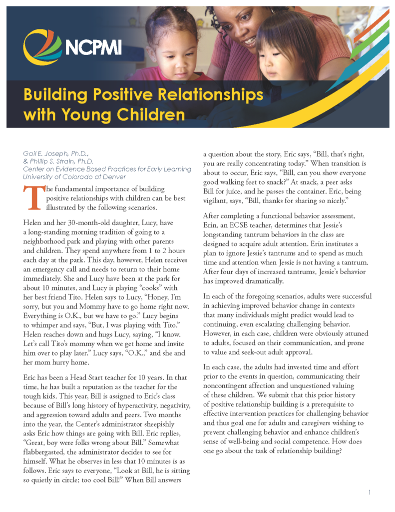 Building Positive Relationships with Young Children