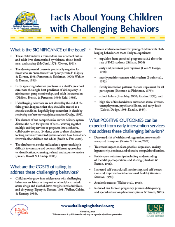 Facts About Young Children with Challenging Behavior