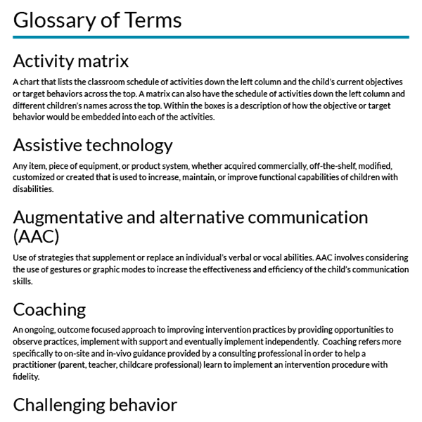 Glossary - National Center for Pyramid Model Innovations