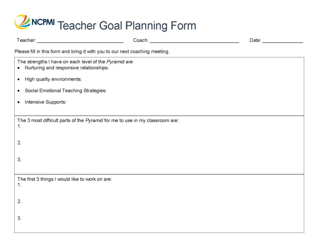 Teacher Goal Planning Form