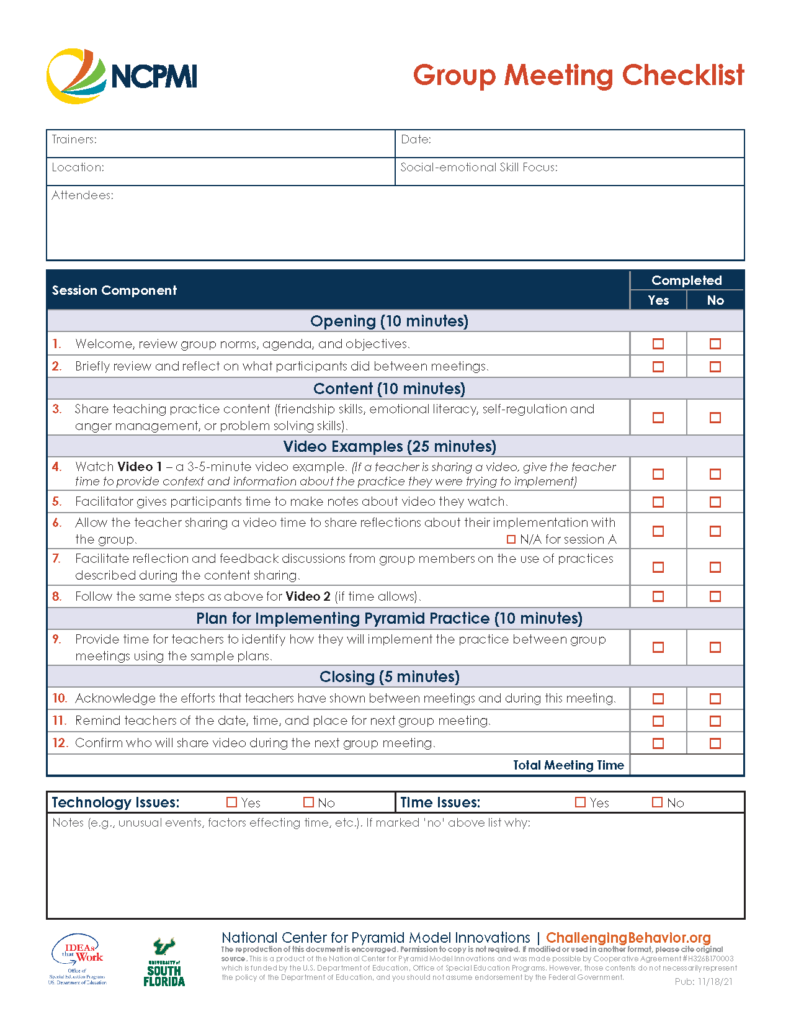 Group Coaching Checklist