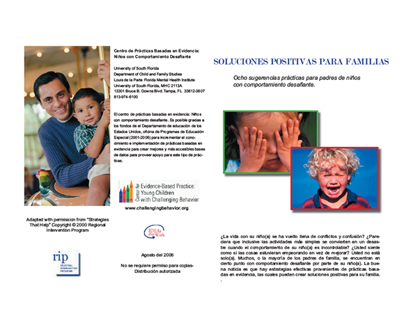 Positive Solutions for Families: Eight Practical Tips for Parents of Young Children with Challenging Behavior (Spanish)