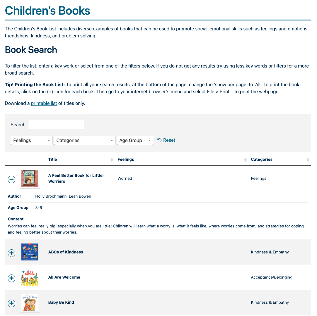 Children's Book List
