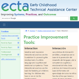 Thumbnail image for ECTA Practice Improvement Tool: Interaction resource