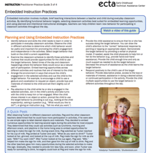 Thumbnail for ECTA Practice Improvement Tool: Embedded Instruction Practices