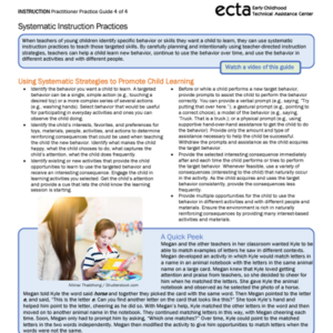 Thumbnail for ECTA Practice Improvement Tools: Systematic Instruction Practices