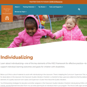 Thumbnail for Head Start Center for Inclusion: Individualizing