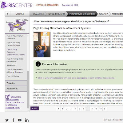 Thumbnail for IRIS Center: Using Classroom Reinforcement Systems