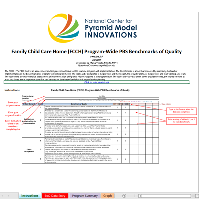 Family Child Care Home (FCCH) Program-Wide PBS Benchmarks of Quality Excel thumbnail