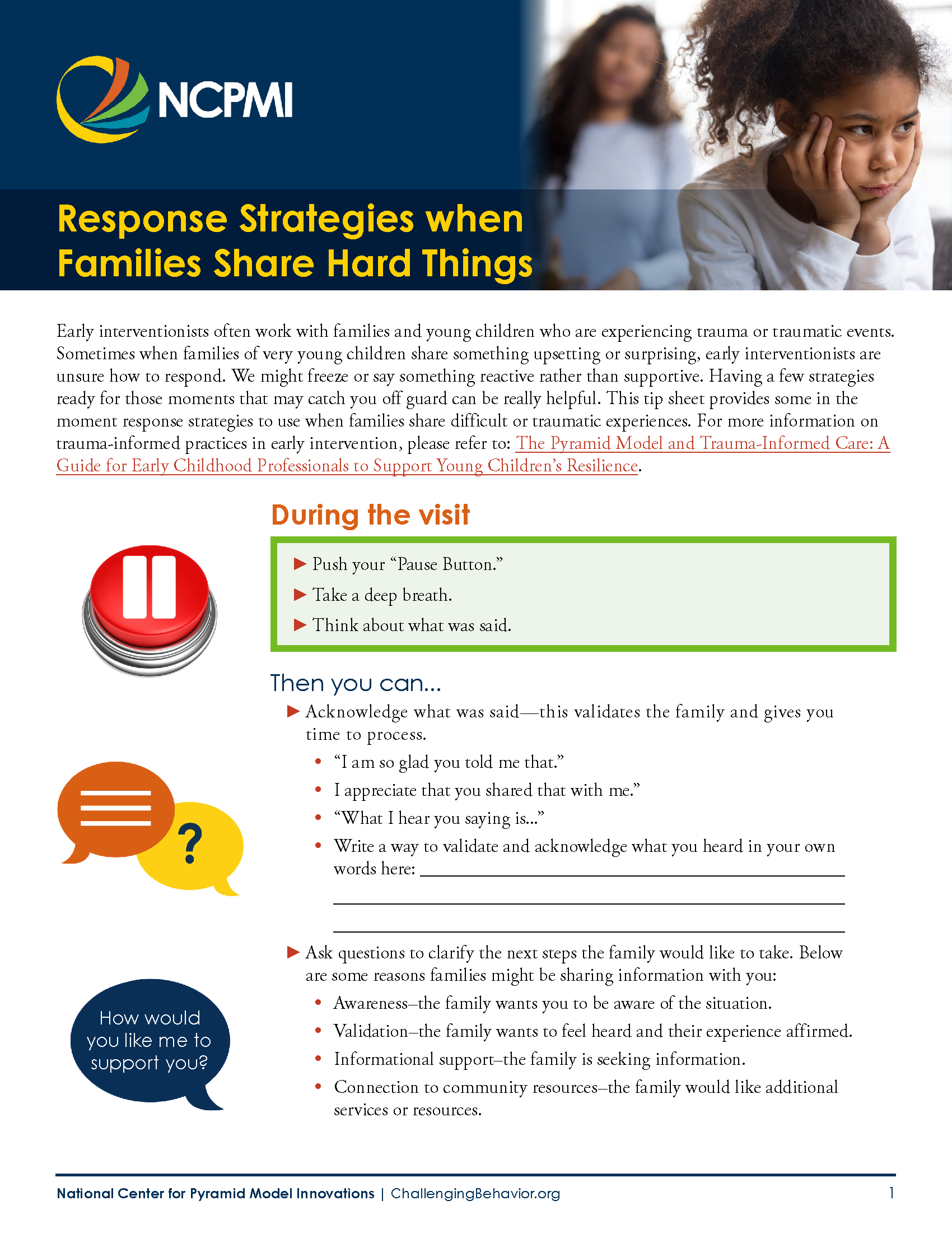 Thumbnail of Response Strategies when Families Share Hard Things tip sheet