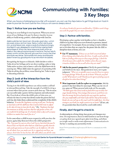 Communicating with Families: 3 Key Steps Handout Thumbnail