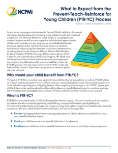 NCPMI What to Expect from the Prevent-Teach-Reinforce for Young Children (PTR-YC) Process Fact Sheet thumbnail view