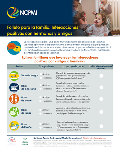 Teacher's Guide: Positive Interactions with Siblings and Friends (Spanish)