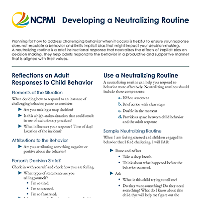 NCPMI Developing a Neutralizing Routine fact sheet thumbnail view