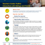 Thumbnail image of page 1 of the Teacher's Guide: Positive Interactions with Siblings and Friends (Ojibwe) tip sheet