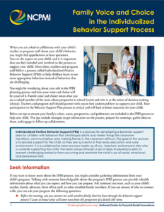 Thumbnail of page 1 of the Family Voice and Choice in the Individualized Behavior Support Process tip sheet