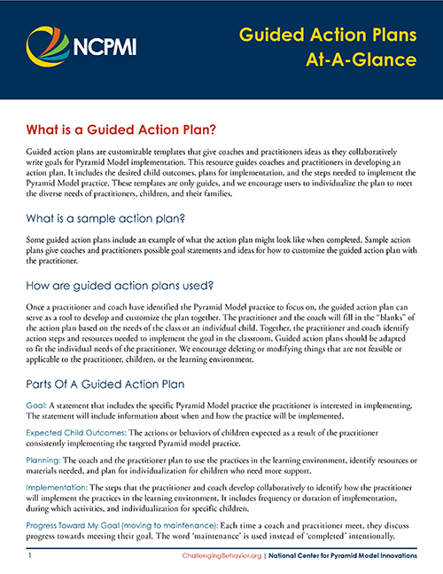 NCPMI Guided Action Plans At-A-Glance thumbnail image of page 1