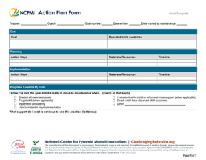 Thumbnail of the blank Action Plan Form within the Guided Action Plans Bundle.