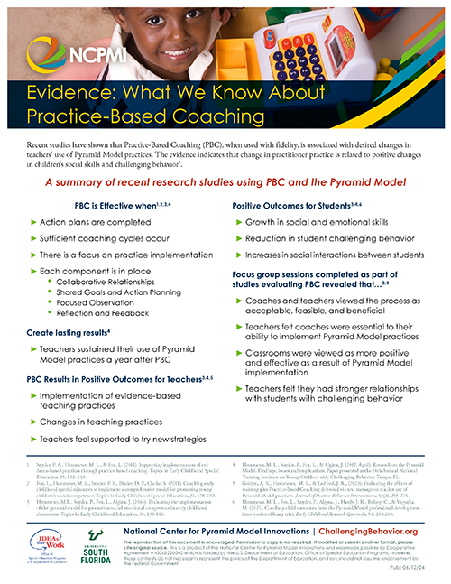 Thumbnail of the Evidence: What We Know About Practice-Based Coaching resource