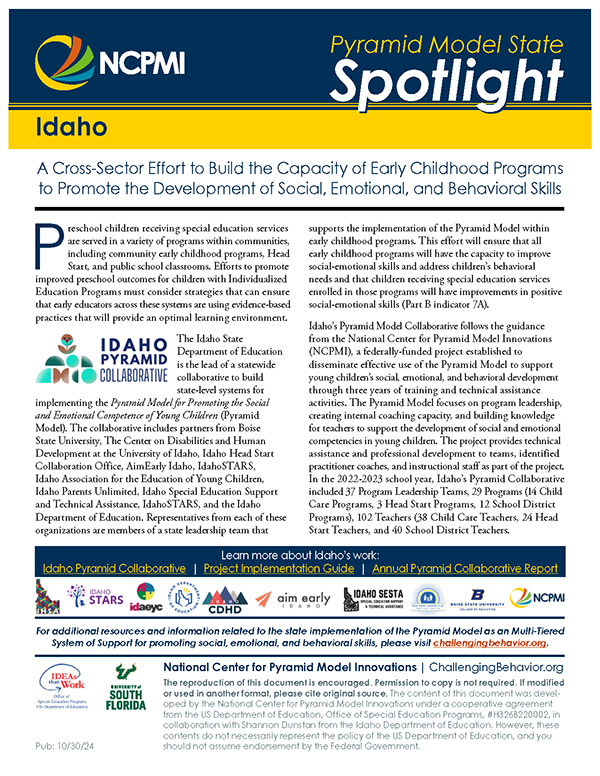 Idaho: A Cross-Sector Effort to Build the Capacity of Early Childhood Programs to Promote the Development of Social, Emotional, and Behavioral Skills