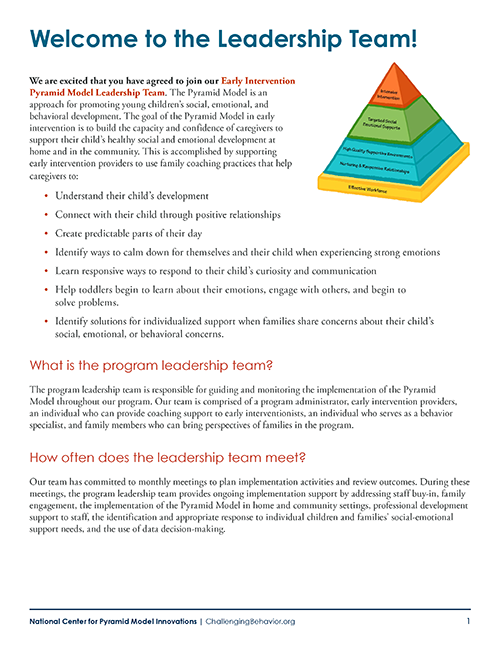 Thumbnail of page 1 of the Welcome to the Leadership Team! template letter