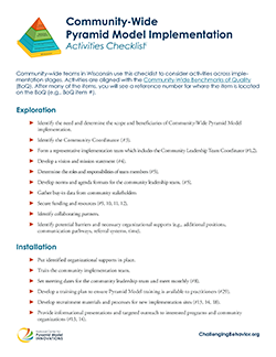Community-Wide Pyramid Model Implementation Activities Checklist page 1 thumbnail